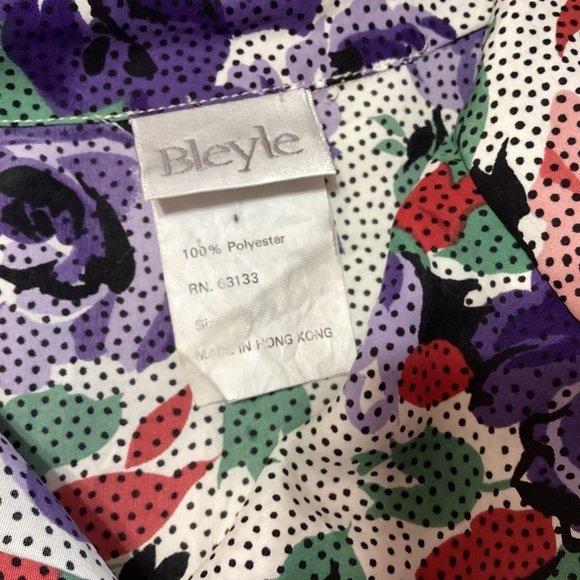 Bleyle Y2K Purple Red Green Floral Button-Up Blouse Polka Dots Fairycore L/XL - Picture 3 of 7